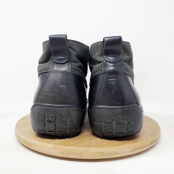 J Crew Duck Boots Mens 10 Waxed Canvas Black Leather Retro Lace Up Ankle Shoes - Picture 9 of 16